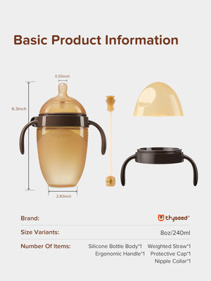 Thyseed Silicone Transition Baby Bottle | 8oz/240ml (Handle Edition)