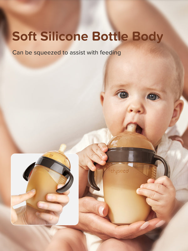 Thyseed Silicone Transition Baby Bottle | 8oz/240ml (Handle Edition)
