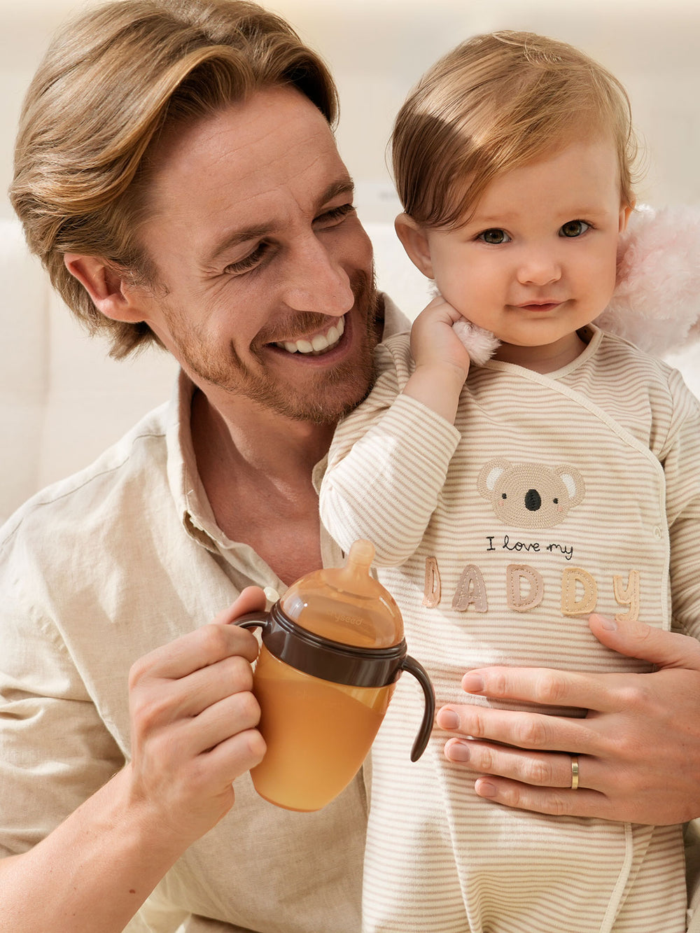 Natural Silicone Baby Bottle | 8oz/240ml (Handle Edition)