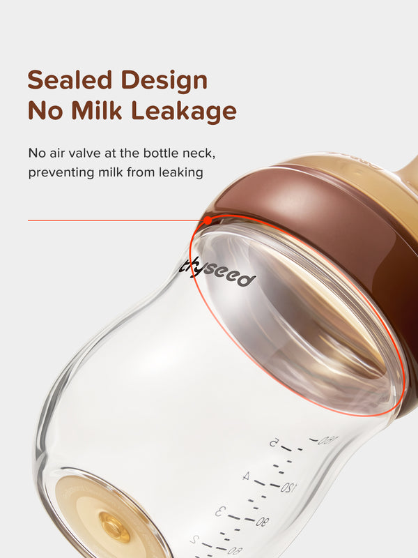 Glass Baby Bottle with Anti-Colic Vent for Natural Feeding