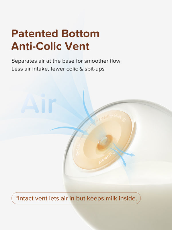 Glass Baby Bottle with Anti-Colic Vent for Natural Feeding