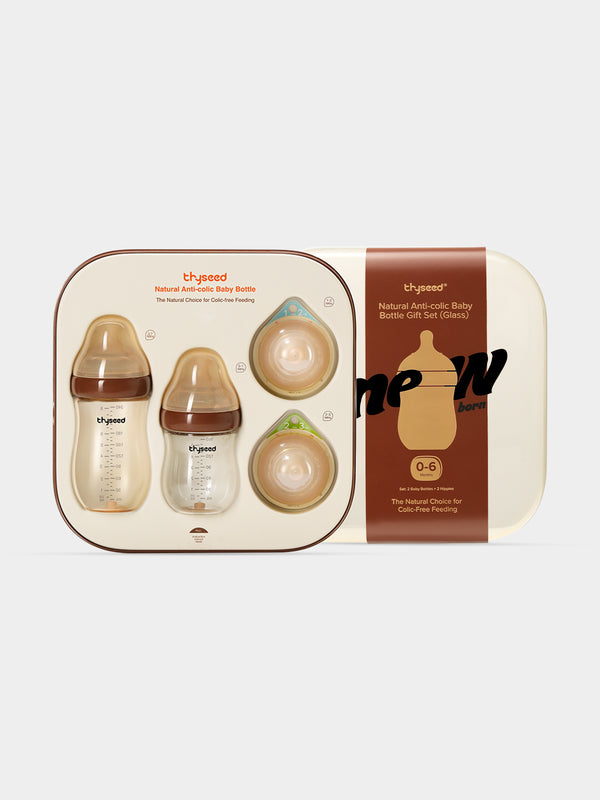 Thyseed Anti-Colic Glass Baby Bottle 0-6M Foundation Set