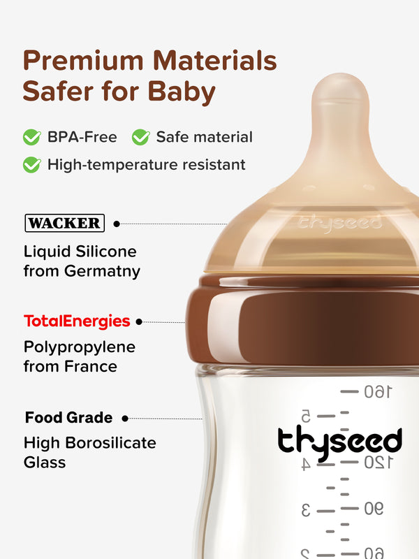 Thyseed Glass Natural Anti-colic Baby Bottle