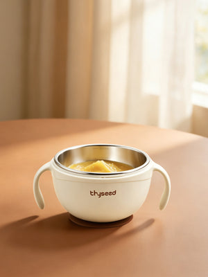 Stainless Steel Baby Feeding Bowl with Straw