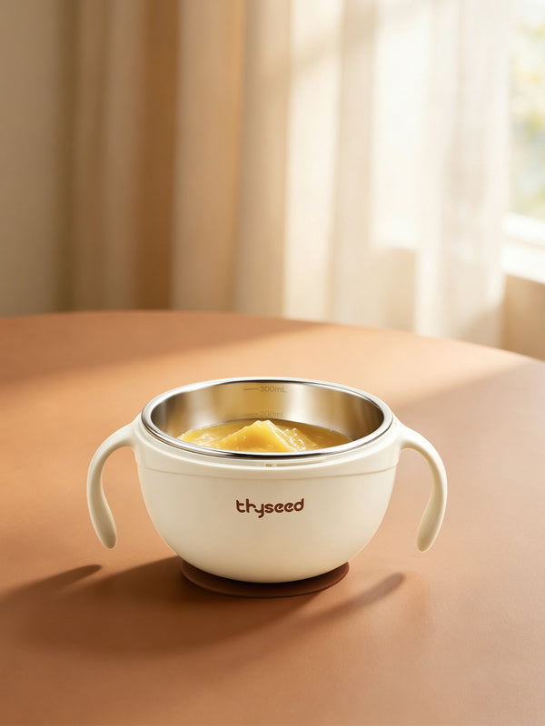 Stainless Steel Baby Feeding Bowl with Straw