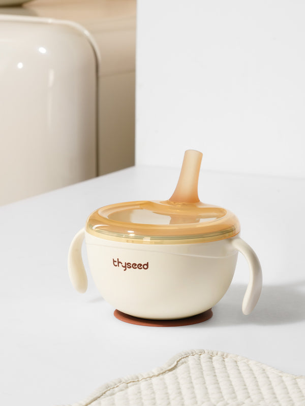 Stainless Steel Baby Feeding Bowl with Straw