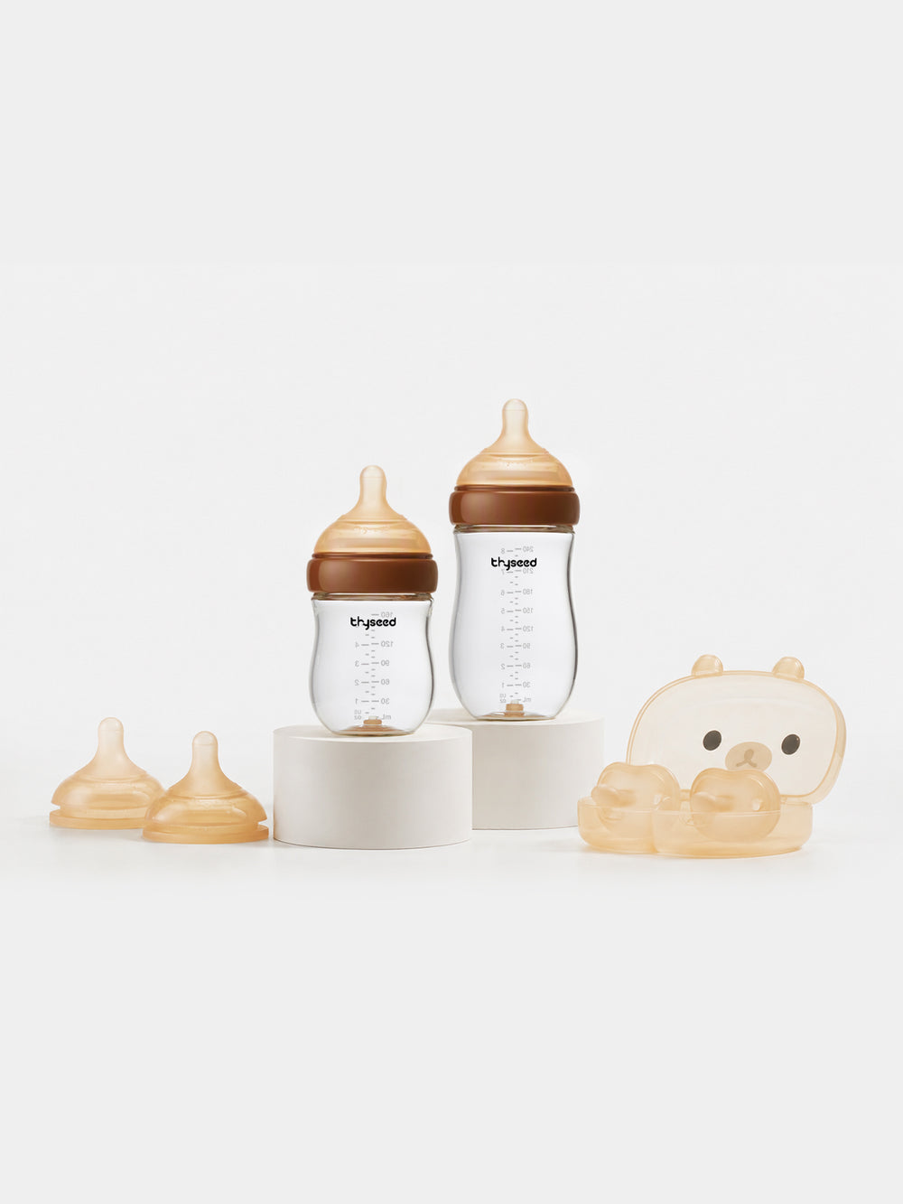 Thyseed Newborn Feeding & Soothing Bundle | Glass Anti-Colic Bottles + Pacifier | 0–7M