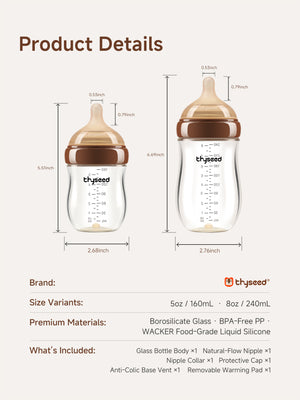 Thyseed Glass Natural Feeding Anti-Colic Baby Bottle