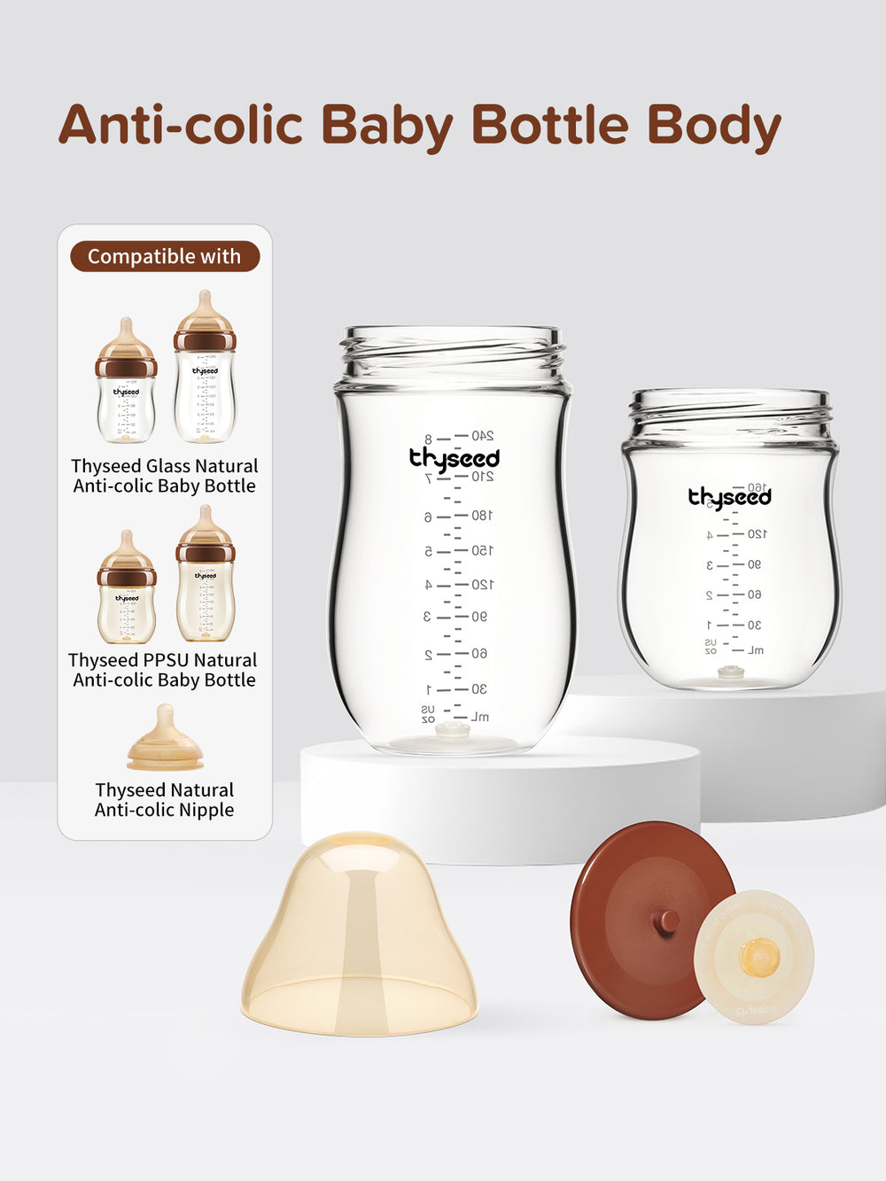 Thyseed Anti-colic Baby Bottle- GLASS Bottle Body